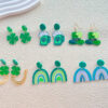 oly-fa8144e95246084f14af320a9454e47a Wholesale Patrick's Day earrings Irish Carnival personalized all-match Green acrylic glitter lucky grass earrings