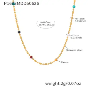P1693-Golden Ball Bead Chain 40 5cm