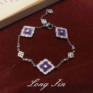 Sl025 white gold amethyst three-flower bracelet