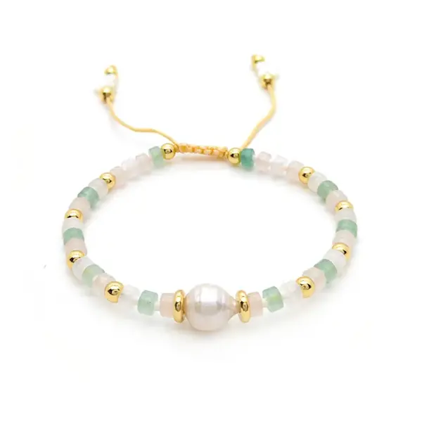 Wholesale Fashion Geometric Turquoise Freshwater Pearl Knitting Bracelets