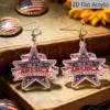 Wholesale Retro Star Print Drop Earrings In White & Red Acrylic With 304 Stainless Steel Posts For Women