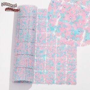 2 pink and blue two colors / Flat bottom round hot diamond hot melt square adhesive sticker [full piece 24*40cm small square 3*4cm]