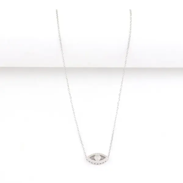 Wholesale Minimalist Classic Style Eye Plated 18K Real Gold Zircon 201 Stainless Steel Copper Cable Chain Cross Chain Lobster Clasp Women's Necklace