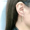 Wholesale Retro Fashion Zirconium Stone Earrings Hollow Pattern Geometric Shape Copper Plated Real Gold Ear Hook