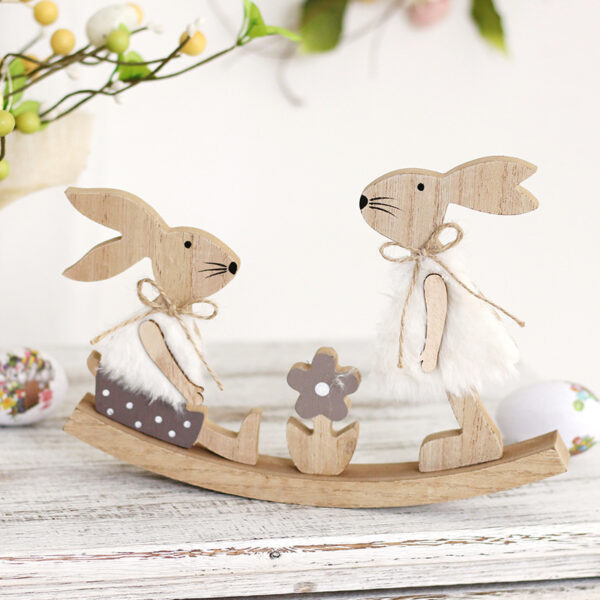 oly-faa13d7cb9562593856a641a253ad57a Wholesale Easter home decoration seesaw rabbit wooden desktop ornaments