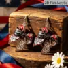 oly-faa320f93162caf01d24d61310394a26 Wholesale Retro White & Red Bow Tie Print Drop Earrings For Women With 304 Stainless Steel Ear Pins