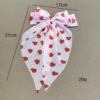 Wholesale  heart-shaped printed bow ribbon spring clip Valentine sweet hair clip creative hair accessories