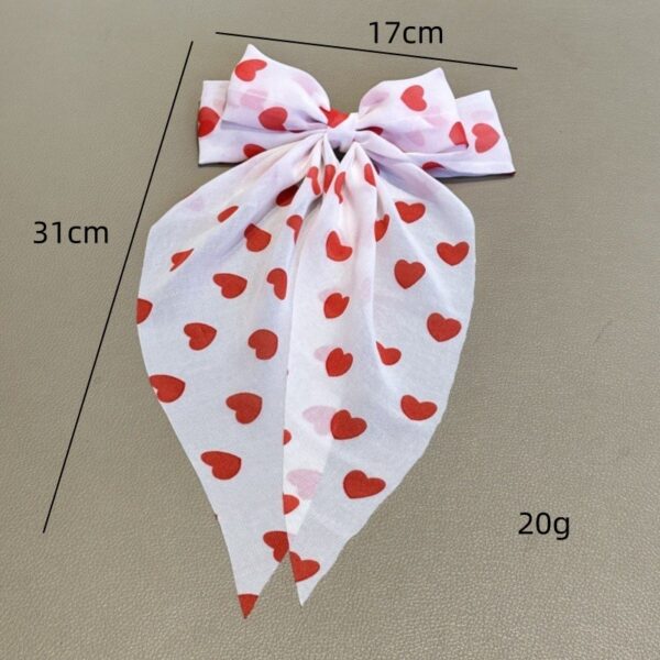 Wholesale  heart-shaped printed bow ribbon spring clip Valentine sweet hair clip creative hair accessories