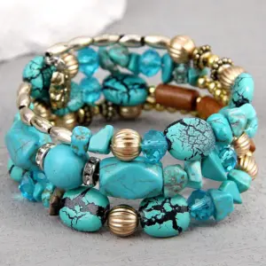 Wholesale Vintage Style Simple Style Geometric UV Plating Golden Plated Beaded Beaded Chain Beaded Bracelets Wholesale