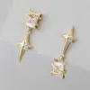 Wholesale Asymmetrical Star Earrings For Women In Silver Featuring Copper Ear Pins And Zircon Inlay
