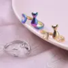 Wholesale PVD Coated Real Gold Plated 18K Gold Geometric 304 Stainless Steel Simple Style Waterproof Non Tarnish Open Rings