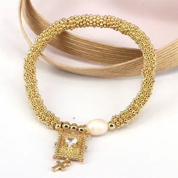 oly-faccbcb64e8c73736e756d337526261a Wholesale Elegant Vintage Style Luxurious Cross Star Heart Shape Copper 18k Gold Plated Zircon Bracelets In Bulk