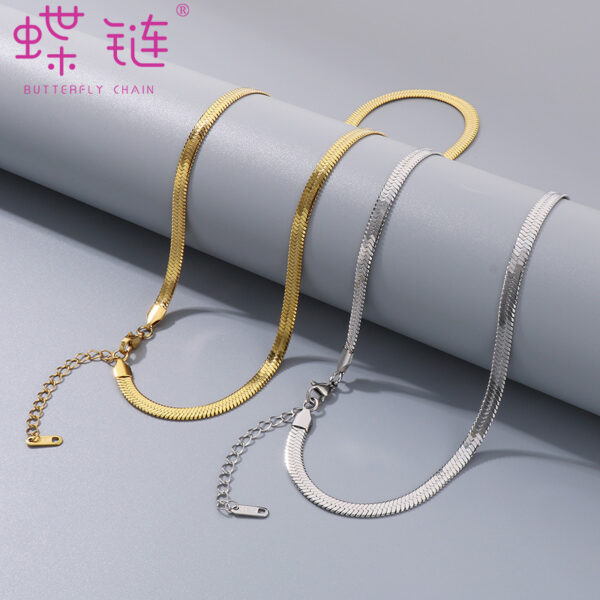 Wholesale Necklace Explosions Stainless Steel Blade Chain with Tail Chain Necklace Women's Furnace Gold 2/3/4/5mm Titanium Steel Chain Decoration
