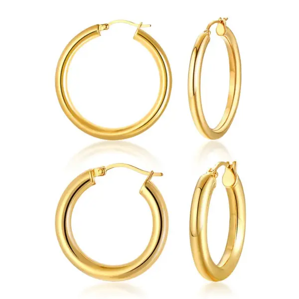Wholesale Ion Plating (IP) 18K Gold Plated Circle 304 Stainless Steel Simple Style Commute Waterproof Non Tarnish Earrings