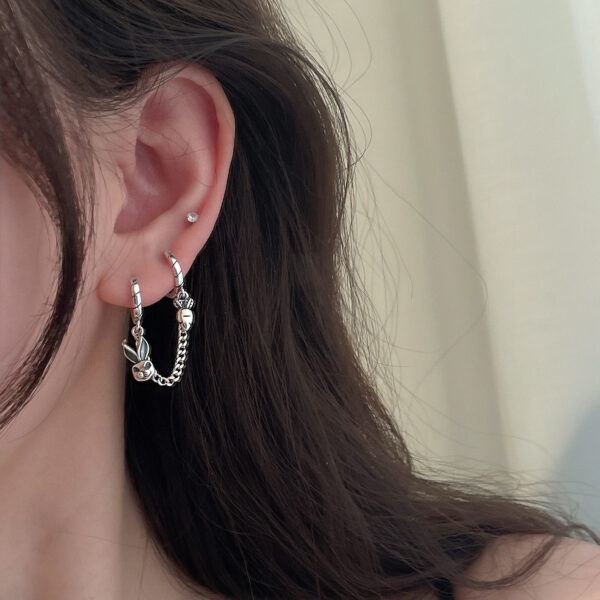 oly-faeacf3625bd97e4faddb04d8d6e8209 Wholesale s925 sterling silver rabbit carrot single conjoined ear bone double ear hole earrings female minority design sense ear buckle