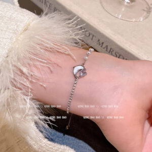 S666 silver-heart moon zircon bracelet