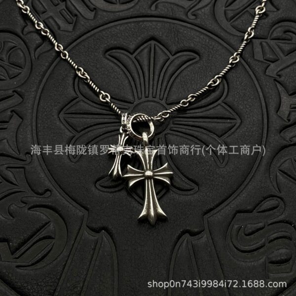 Wholesale Copper vintage necklace pendant, large and small double cross necklace, men's and women's jewelry