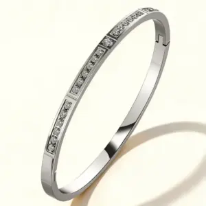 46-D-7 Steel-Colored Diamond-Embellished Bracelet