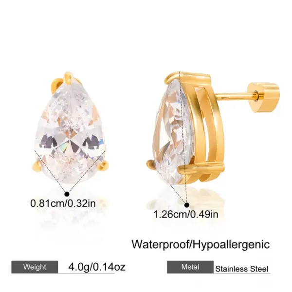 Wholesale 18K Real Gold Plated In Vacuum Plating Furnace 304 Stainless Steel Letter Zircon Earrings Simple Ear Jewelry Waterproof Non-Fading