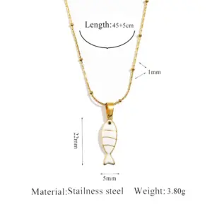 Gold Oil Drop Fish Pendant-White