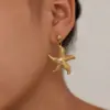 Wholesale Ocean Pattern Tassel Stud Earrings For Women, 304 Stainless Steel With 18K Real Gold PVD Coated Plating, 0.01µm Thickness