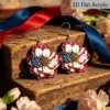 Wholesale Retro Rose Print Drop Earrings In White And Red Acrylic With 304 Stainless Steel Ear Pins For Women