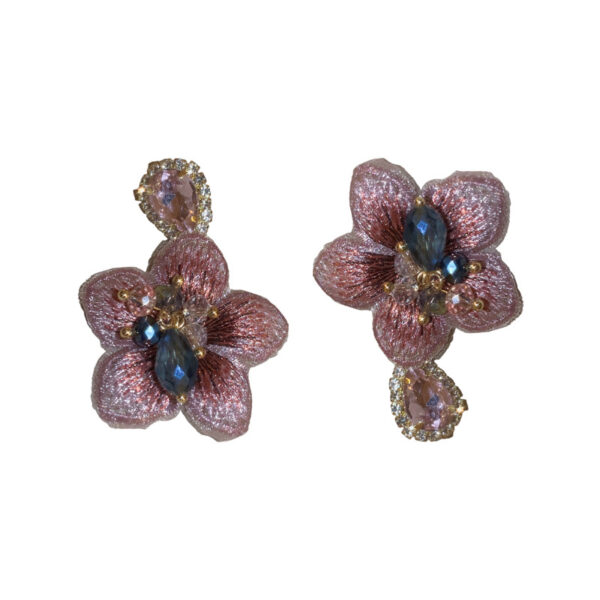 oly-fb08d34faadaf026b62ab7b3a19e35a4 Wholesale Silver Needle Vintage Asymmetric Diamond-encrusted Fabric Flower Earrings Fashion French Elegant High-grade Earrings for Women