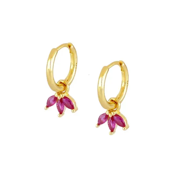 Wholesale Copper Shamrock PVD Coated Zircon 18K Real Gold Plated Simple Style Shiny Inlay Drop Earrings