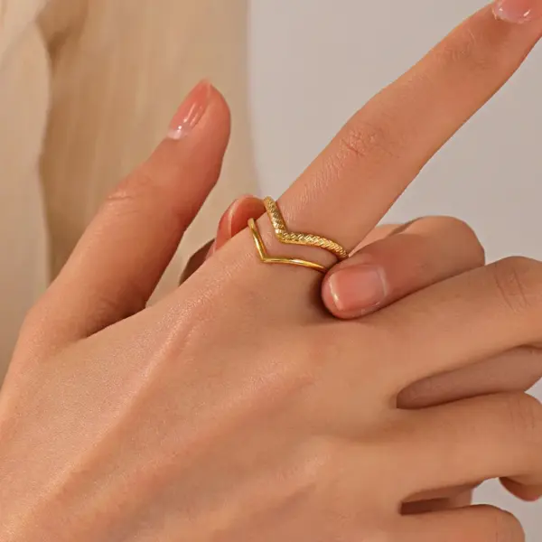 Wholesale PVD Coated 18K Gold Plated Letter 304 Stainless Steel Basic Waterproof Non Tarnish Open Rings