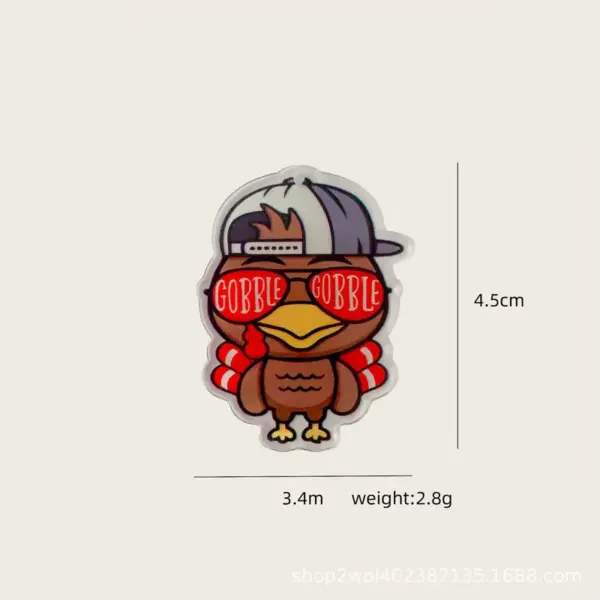 Wholesale Acrylic Thanksgiving Turkey Ear Jewelry Accessories DIY Earring Pendants Mobile Phone Case Charms Animal Zodiac Pattern