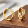 Wholesale Three-dimensional Geometric Earrings For Women In Copper With KC Golden Water Plating And 0.03µm Thickness