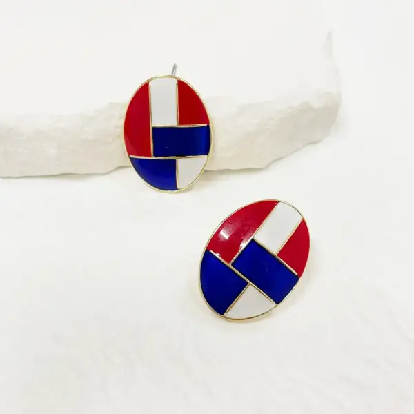 Wholesale American Flag Stud Earrings For Women In Red Enamel Alloy, Perfect For Daily Wear