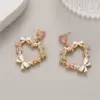 Wholesale Heart Shape Stud Earrings For Women With 925 Sterling Silver Posts, Copper Base, Electroplated Gold Plating, And Rhinestone Inlay