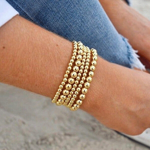 oly-fb37f6a240fb27a00f2391951ef9779e Wholesale Beaded Gold Bracelet for Men and Women Color-retaining Gold Plated Stretch Multi-layer Stacked Round Beaded Bracelet Bracelet