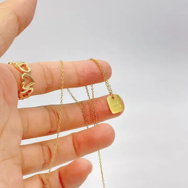 Wholesale Plated Vacuum Plating 18K Gold Plated GOOD LUCK Letter 304 Stainless Steel Vintage Style Classic Style 304 Stainless Steel Pendant Necklace