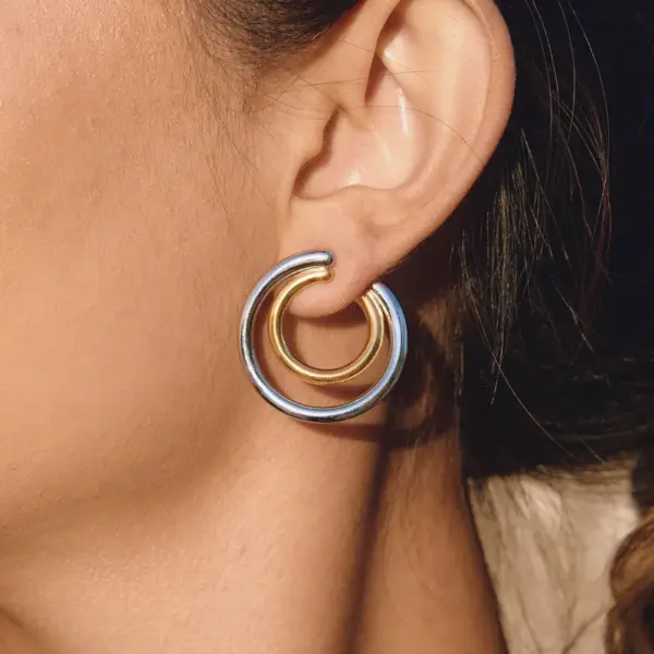 Wholesale Geometric Stud Earrings For Women, Waterproof Non Tarnish 304 Stainless Steel With 18K Real Gold PVD Coated Plating 0.01µm Thickness