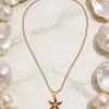 Wholesale Starfish Necklace For Women With Waterproof Non Tarnish 304 Stainless Steel, 18K Real Gold Plated And Zircon Inlay, Featuring Box Chain