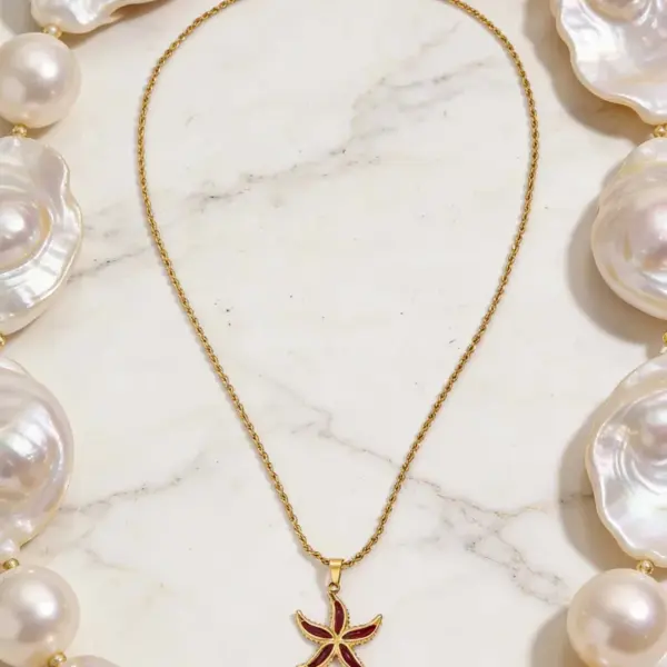 Wholesale Starfish Necklace For Women With Waterproof Non Tarnish 304 Stainless Steel, 18K Real Gold Plated And Zircon Inlay, Featuring Box Chain