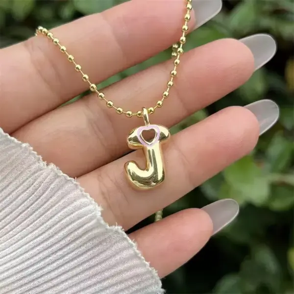 Wholesale Electroplated Letter Pendant Necklace For Women With 18K Real Gold Plated Copper And PVD Coated Finish, Featuring A Beaded Chain