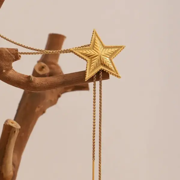 Wholesale New Design High-End Stainless Steel 18K Gold Plated Star Pull-Out Necklace For Women Elegant Jewelry
