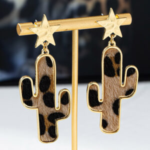 oly-fb5137f71b95661a4578c5c1378a1f15 Wholesale Fashion Cactus Leopard Earrings All-match Spice Girls Cold Wind Exaggerated Atmosphere Party 4370