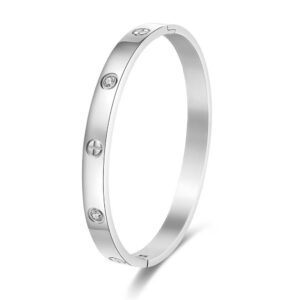 Finely carved 6mm [cross one diamond] zircon 18#Steel color inner diameter 50x60mm