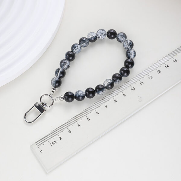 Wholesale Light Luxury Black and White Ink Beads Short Mobile Phone Chain Earphone Case Car Key Pendant Colorful Wrist Rope Handheld Chain Beads