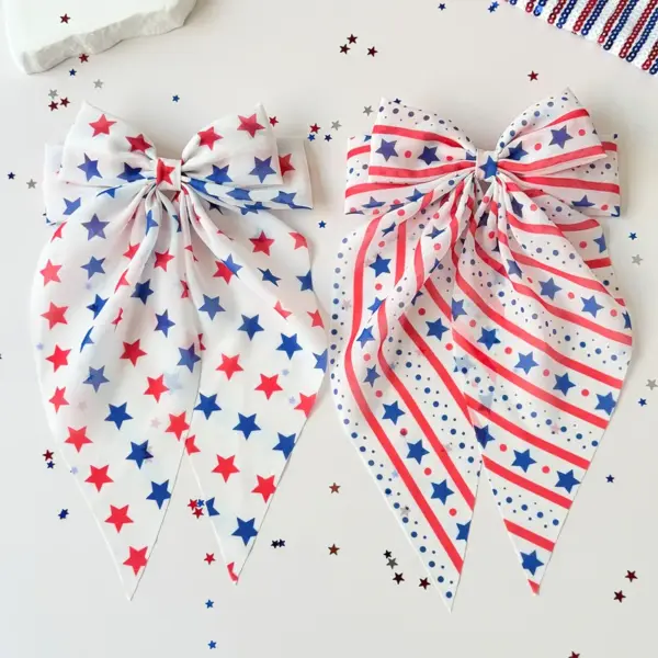 Wholesale American Flag Hairpin For Women In Spring, Made Of Chiffon, Perfect For Independence Day