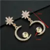 Wholesale Moon Stud Earrings For Women With 925 Sterling Silver Posts, Copper Base, 14K Gold Plated Finish, Zircon Inlay