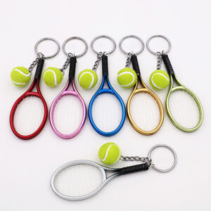 Wholesale Simulation Metal Tennis Racquets Hanging Ornaments Small Mini Tennis Keychain Pendant Promotional Gift Competition Commemorative Gift
