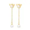 Wholesale 304 Stainless Steel Butterfly PVD Coated Artificial Pearls 18K Real Gold Plated Waterproof Non Tarnish Plating Inlay Drop Earrings