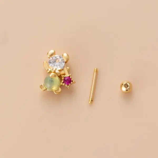 oly-fb97b9e0fa04d42f48fa2d55eb61ed88 Wholesale Copper Rhinestones Ear Cartilage Rings & Studs Heart Shape Flower Waterproof Non Tarnish Surgical Steel Women'S