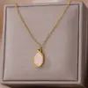 oly-fb9f668fbce062c42f8ea3eac8283df3 Wholesale 2pcs/set White Nude Natural Stone Jewelry Set 18K Gold Plated Stainless Steel Necklace Ring Minimalist Water Drop Shape Two-Piece Jewelry Accessories Daily Wear Choice