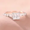 Wholesale Geometric Claw Setting Ring For Women In Copper With White K Water Plating And Zircon Inlay